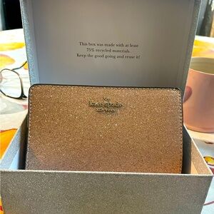Kate Spade Rose Gold Glitter Bi fold Wallet.